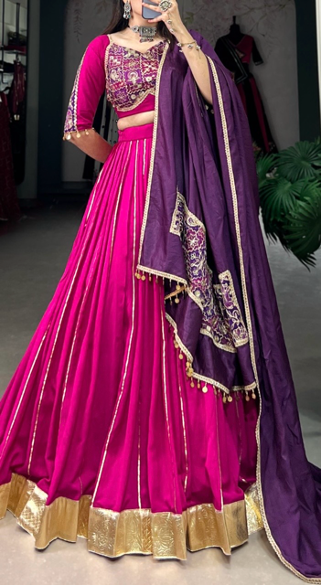 Chanderi Fuchsia Lehenga Choli