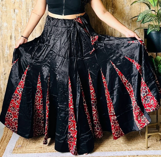 Mashru Black Panel Skirt
