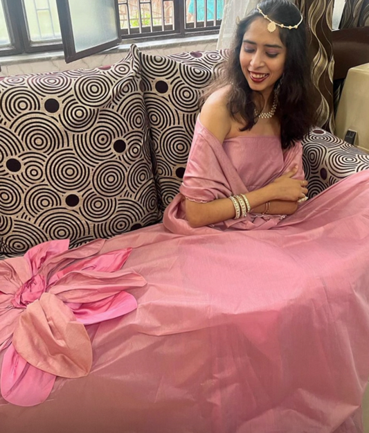 Festive Chanderi Silk Pink Festive Lehenga