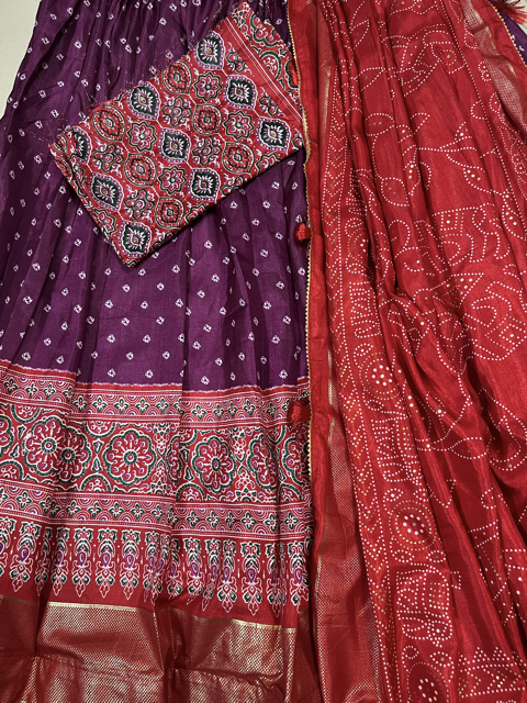 Tussar Silk Purple Lehenga