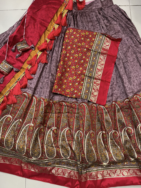 Tussar Silk Earthy Printed Lehenga