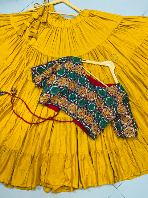 Rayon Yellow Lehenga Choli