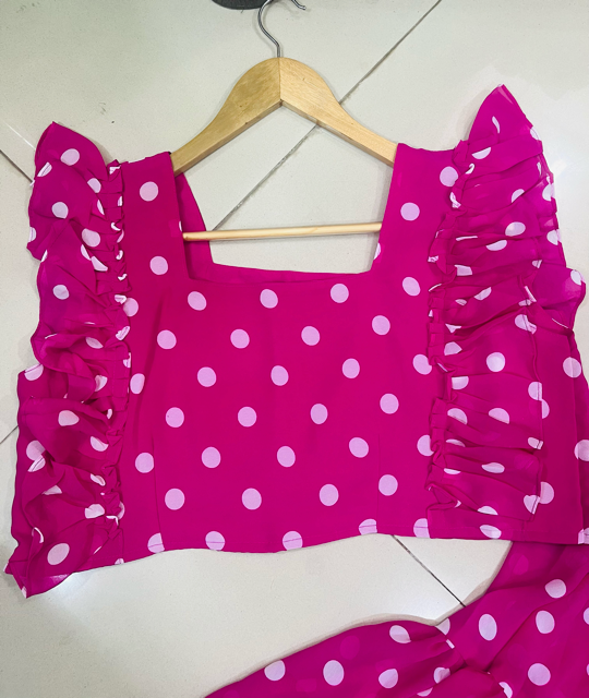 Fuchsia Georgette Skirt Set