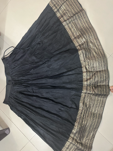 Chanderi Silk Black Wedding Lehenga