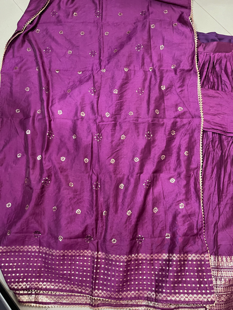 Chanderi Silk Wine Wedding Lehenga