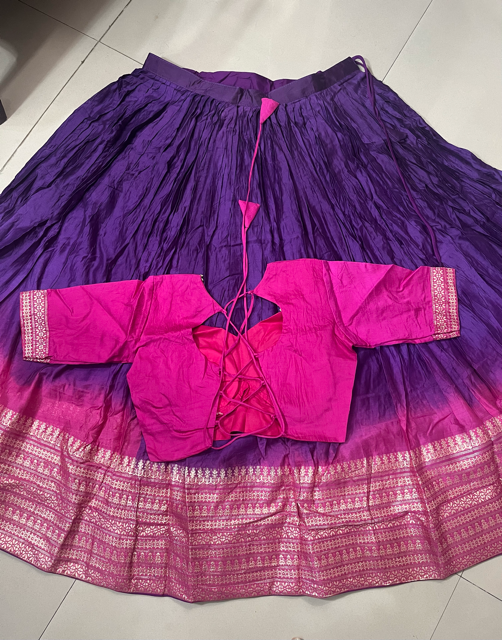 Chanderi Purple Ombre Wedding Lehenga