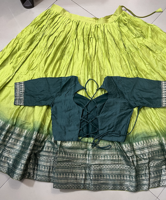 Chanderi Green Ombre Wedding Lehenga