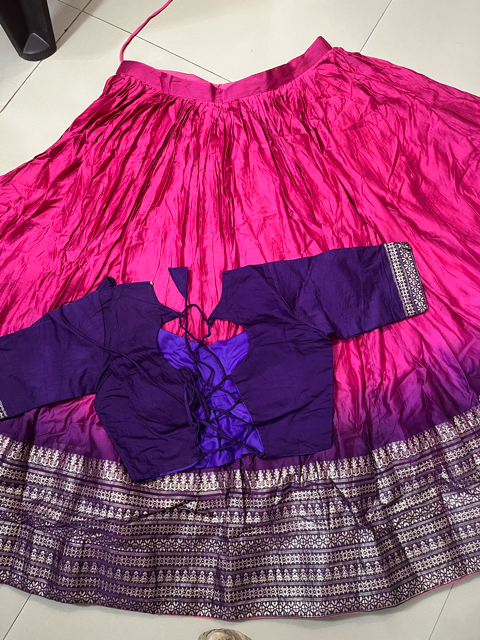 Chanderi Fuchsia Ombre wedding Lehenga