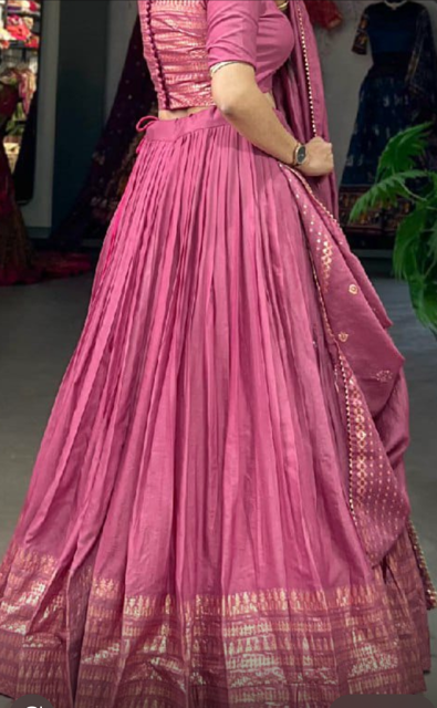 Chanderi Pink wedding Lehenga