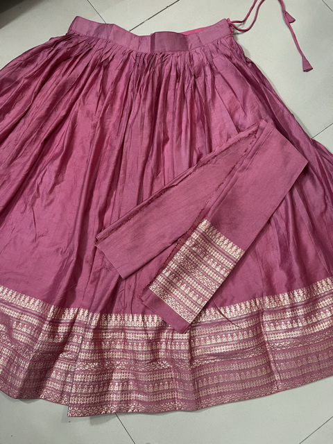 Chanderi Pink Wedding Lehenga