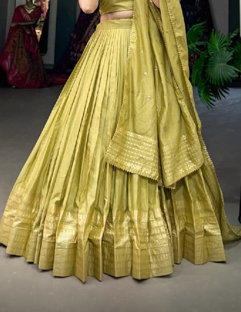 Chanderi Yellow Wedding Lehenga