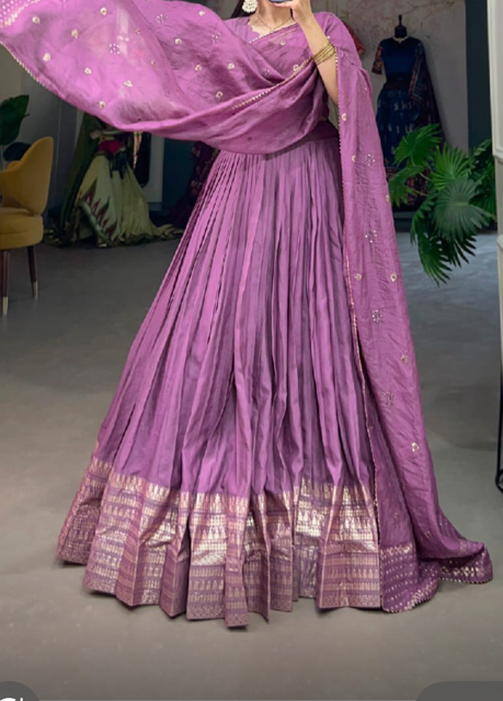 Chanderi Lavender Wedding Lehenga