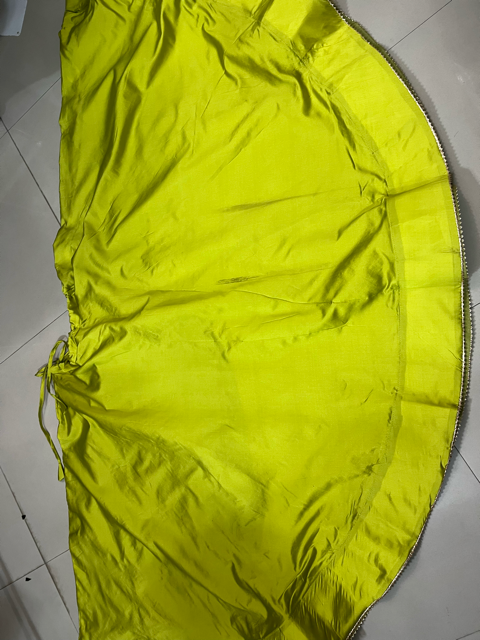 Flared Green Silk Skirt