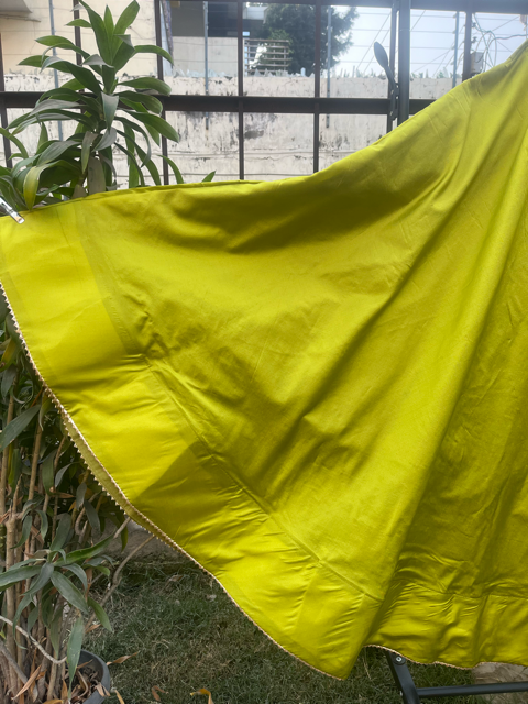 Flared Green Silk Skirt