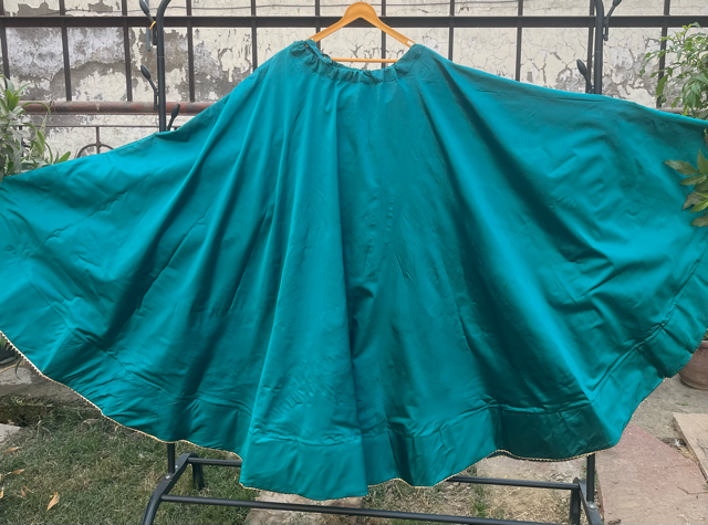 Flared Turquoise Silk Skirt