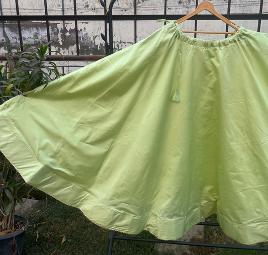Flared Green Silk Skirt