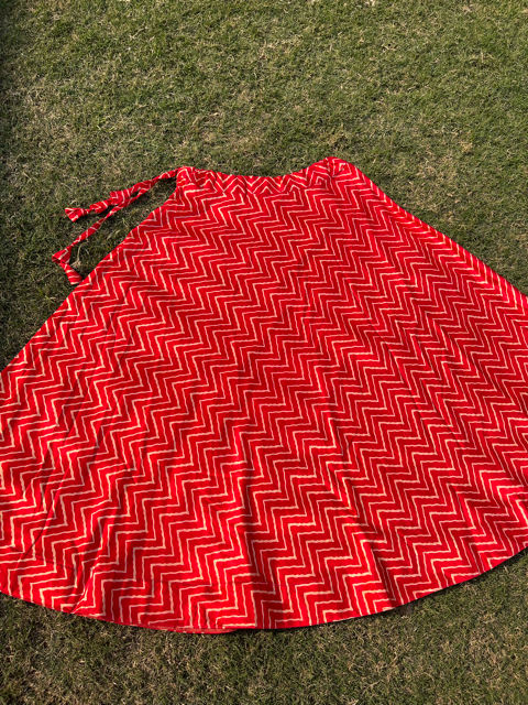 Red Mashru Silk Skirt