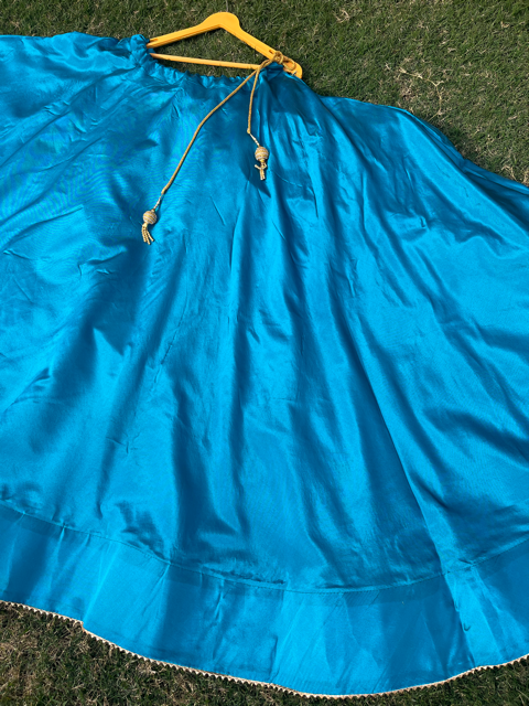 Flared Blue Silk Skirt