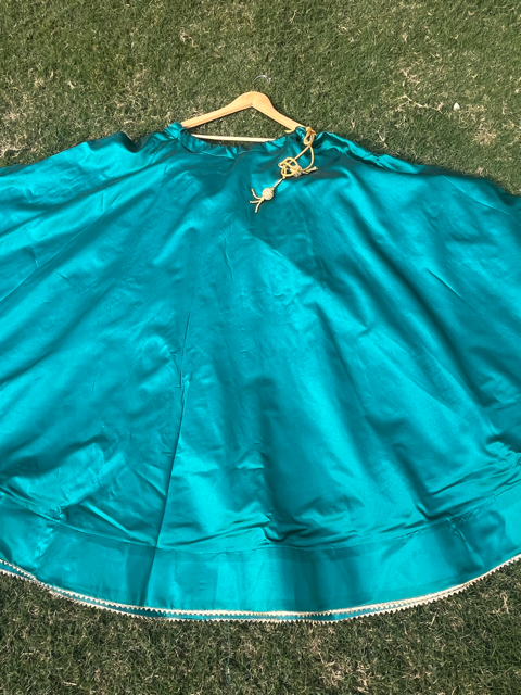 Flared Turquoise Silk Skirt