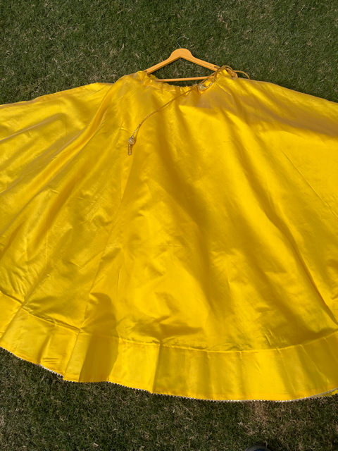 Flared Yellow Silk Skirt