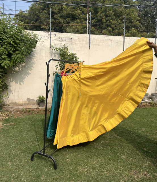 Flared Yellow Silk Skirt