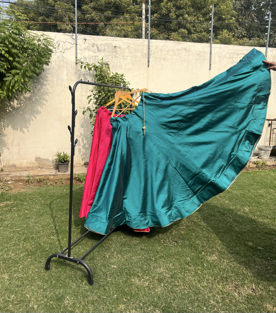 Flared Turquoise Silk Skirt