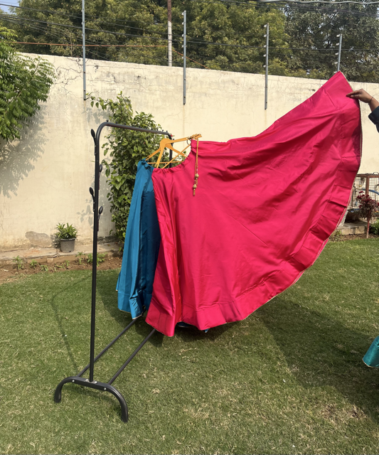 Flared Fuchsia Silk Skirt