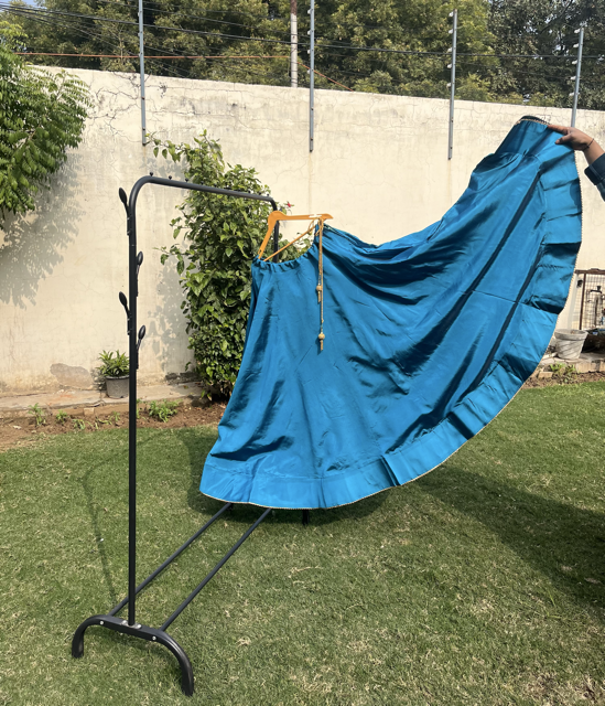 Flared Blue Silk Skirt