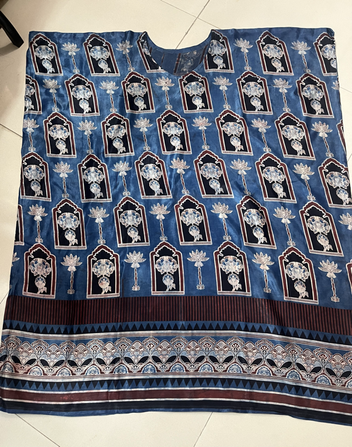 Mashru Block Print Kurti Kaftan