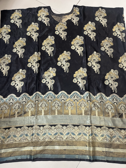 Block Print Silk Black Kurti Kaftan