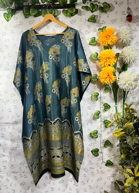 Mashru Block Print Kurti Kaftan