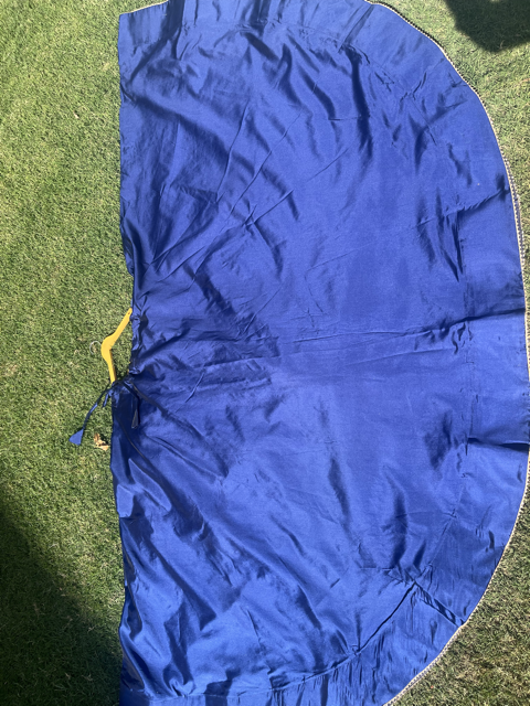 Flared Navy Blue Silk Skirt