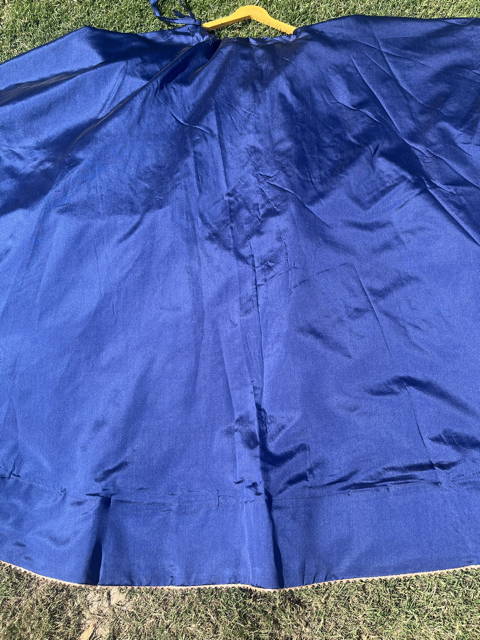 Flared Navy Blue Silk Skirt