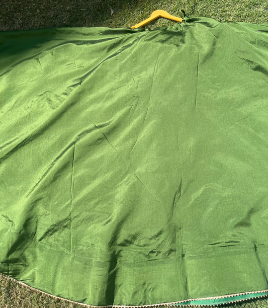 Flared Green Silk Skirt