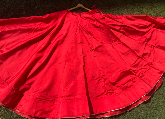 Flared Red Silk Skirt