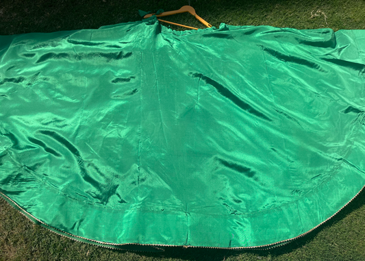 Flared Green Silk Skirt