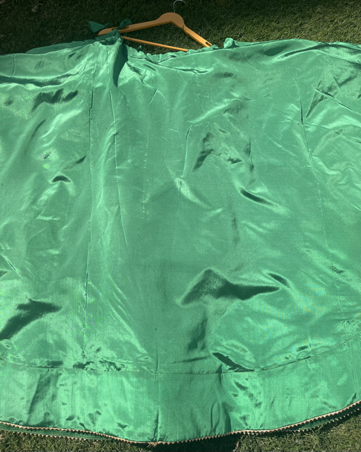 Flared Green Silk Skirt