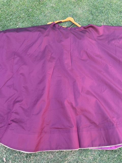 Flared Wine Silk Skirt