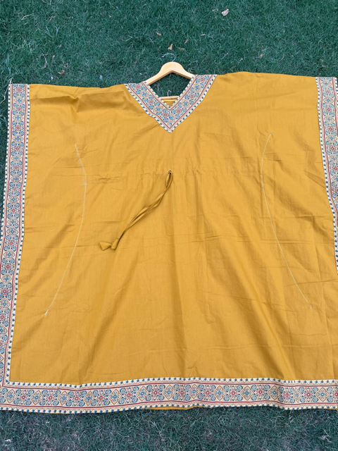 Trendy Cotton Yellow Kaftan