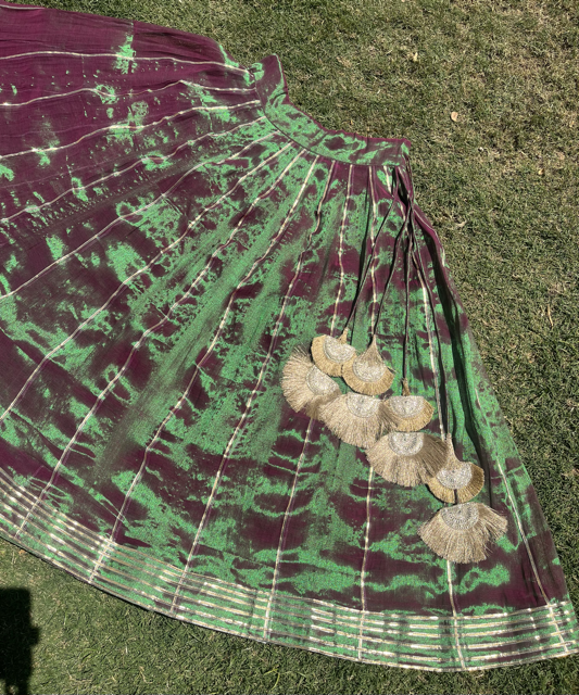 Tissue Cotton Green Panel Skirt