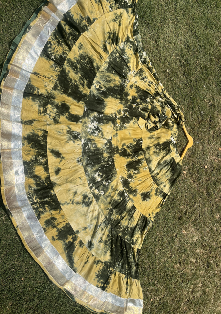 Tie Dye Flared Yellow Rayon Skirt flute of orenda – flute of orenda