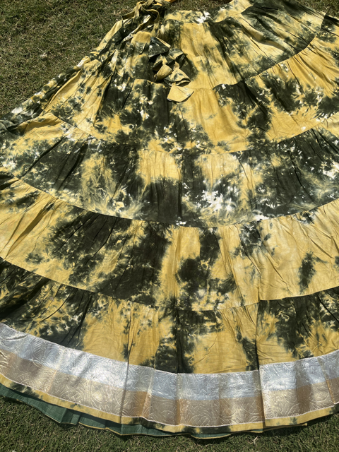 Tie Dye Flared Yellow Skirt