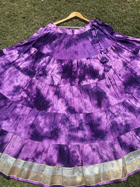 Tie Dye Purple Flared Skirt
