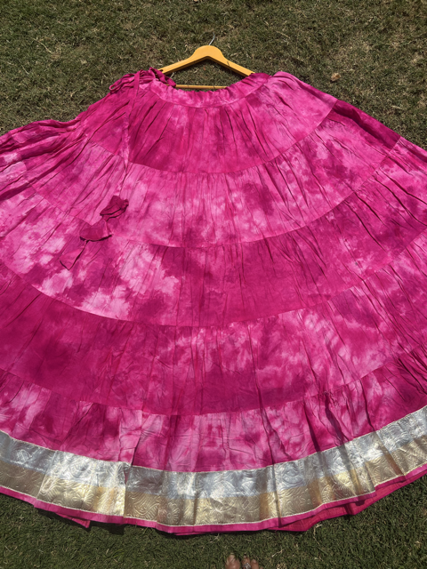 Tie Dye Fuchsia Flared Skirt