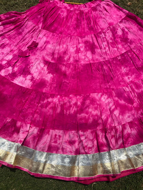 Tie Dye Fuchsia Flared Skirt