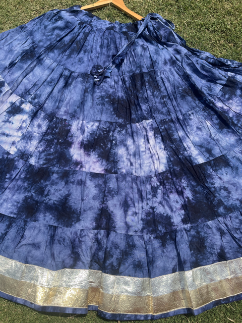 Tie Dye Flared Navy Blue Skirt