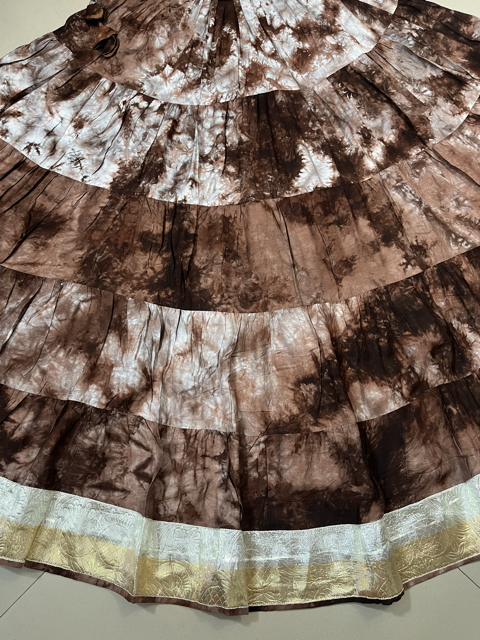 Tie Dye Flared Brown Skirt