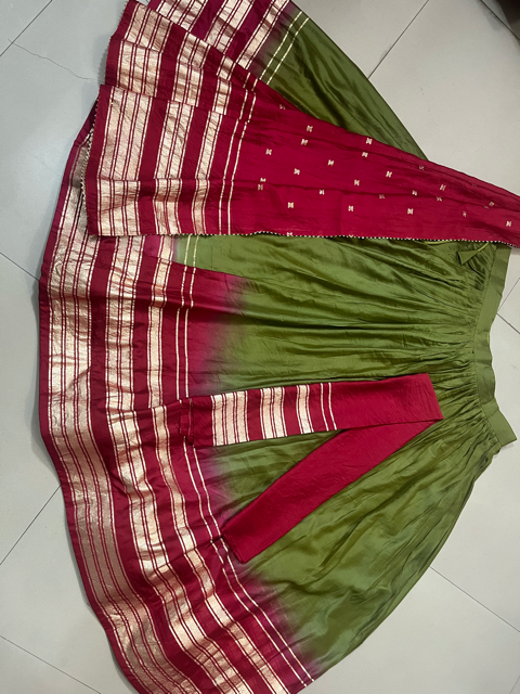 Chanderi Green Wedding Lehenga