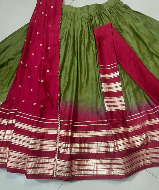 Chanderi Green Wedding Lehenga