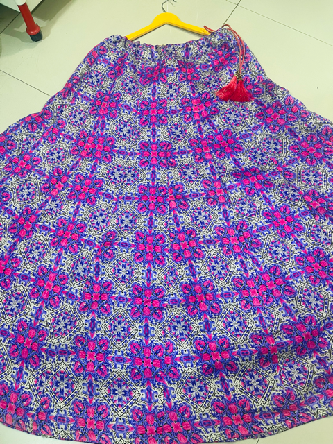 Bangalori Silk Purple Multicolor Indian Skirt